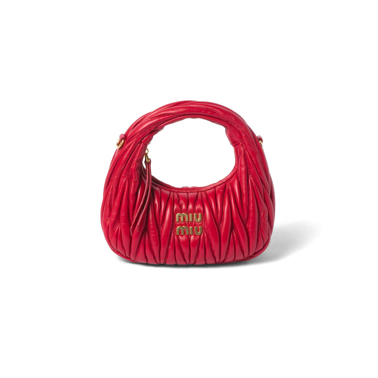 MIU MIU WANDER MATELASSÉ NAPPA LEATHER HOBO MINI BAG 5BP078 (17.5*14*5.5cm)