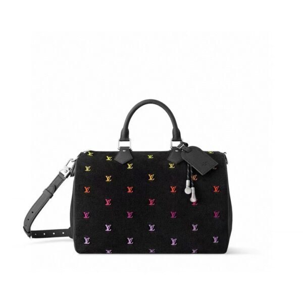 LV Speedy 40 Bandoulière in Black Washed Denim Trim